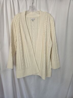 croft & barrow Cream Cable Knit Open-Front Cardigan Suze XL